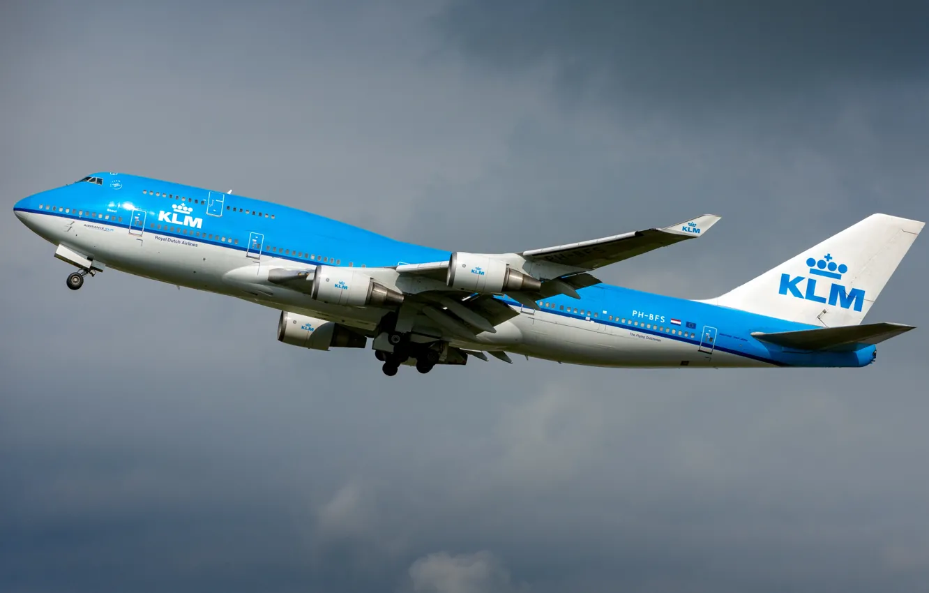 Photo wallpaper Boeing, KLM, Boeing 747-400M