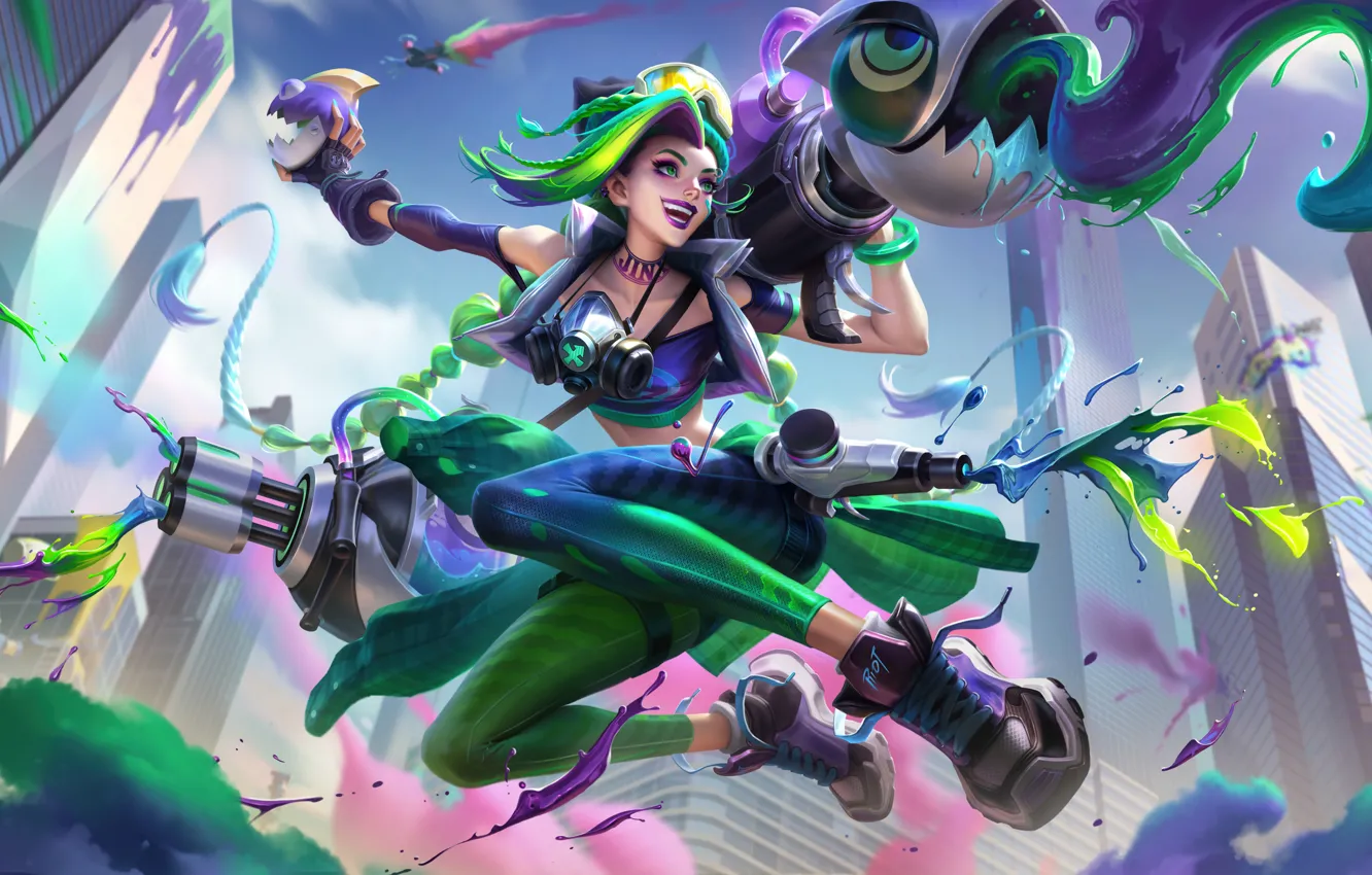 Photo wallpaper Art, League of Legends, Skin, LoL, Jinx, Chromocrash