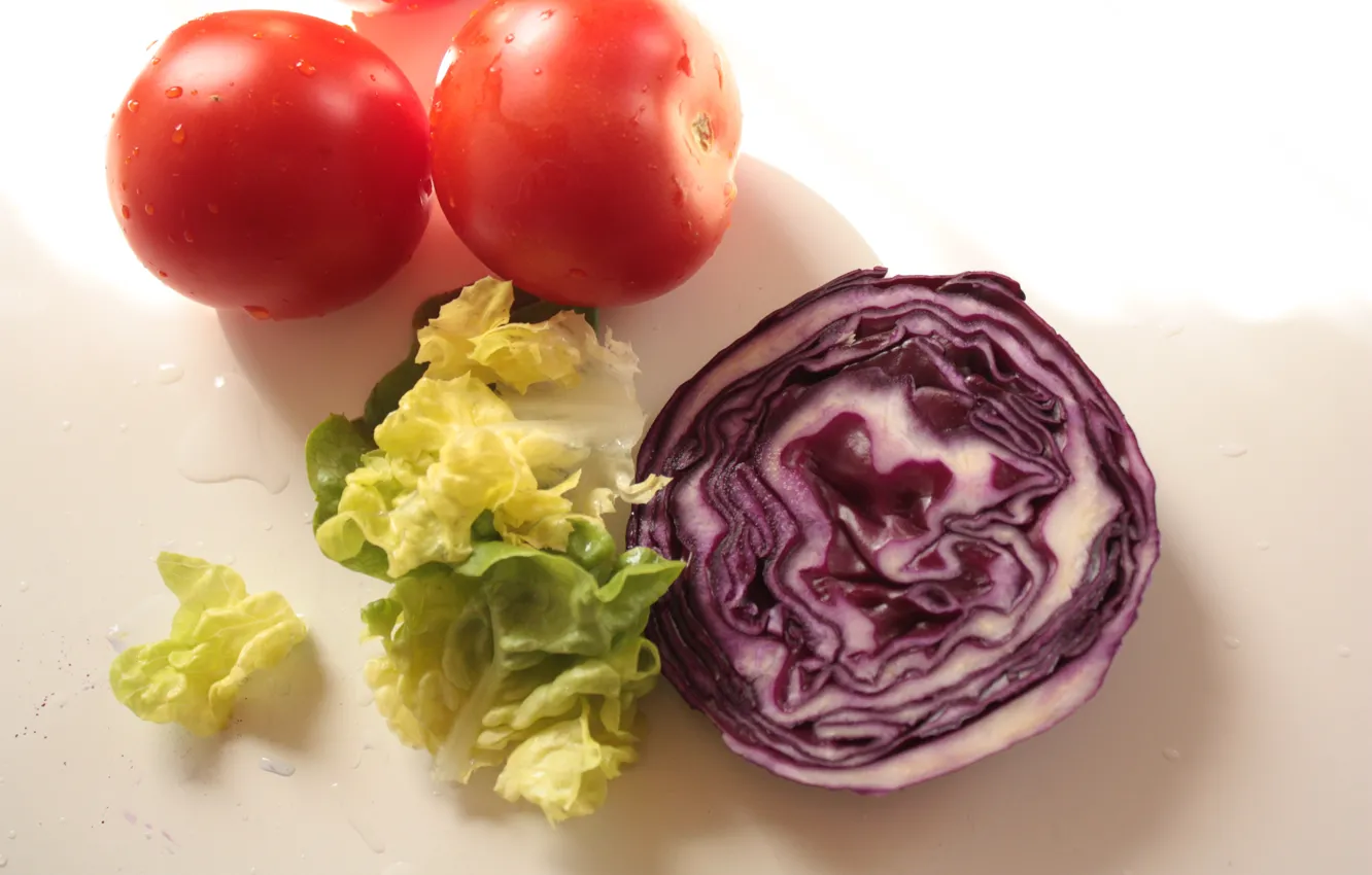 Photo wallpaper tomatoes, cabbage, tomatoes
