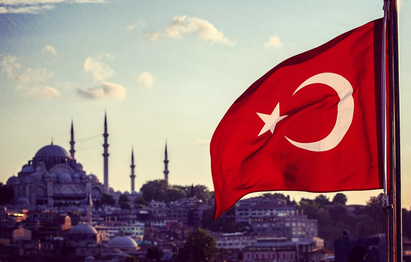 Photo wallpaper flag, Istanbul, Turkey, Istanbul, flag, Turkey