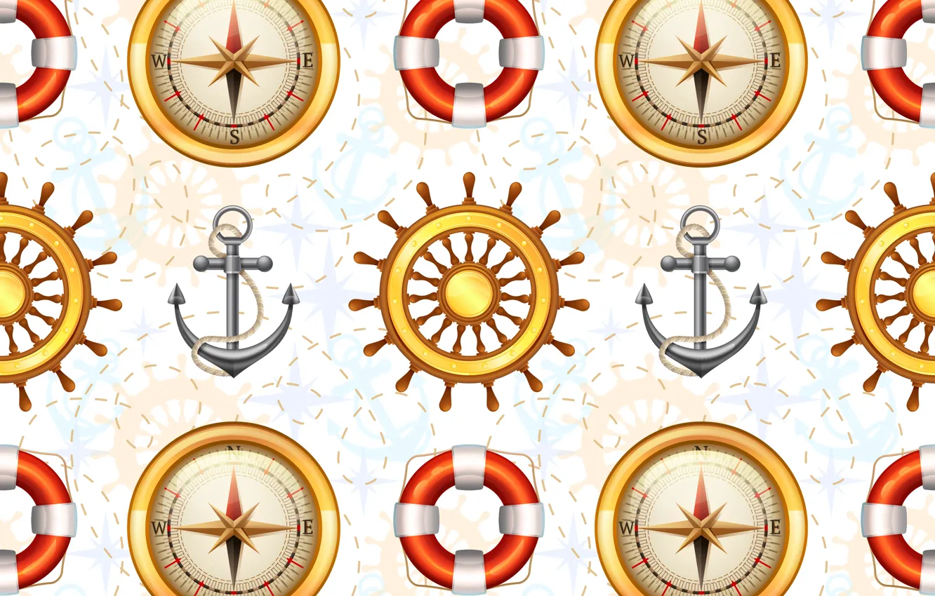 Photo wallpaper figure, texture, compass, anchor