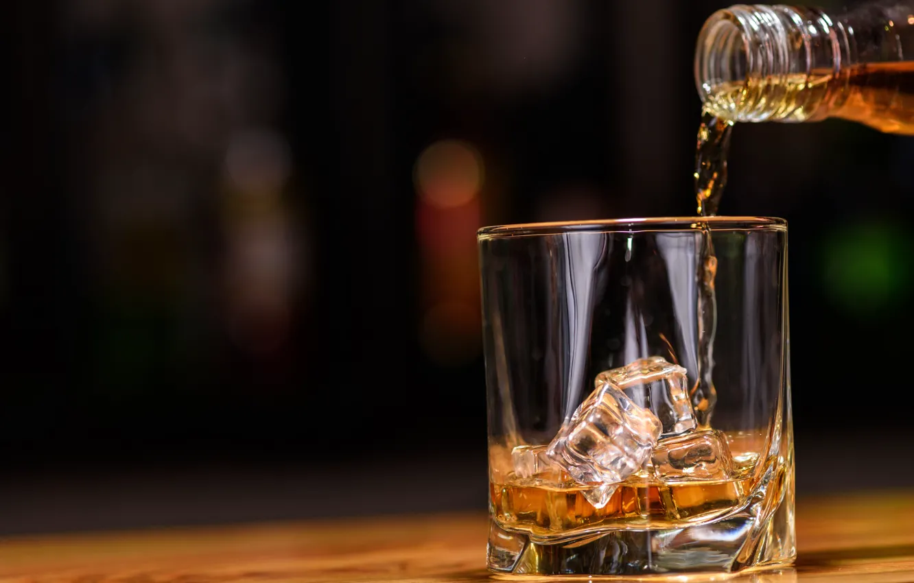 Photo wallpaper glass, ice, whiskey