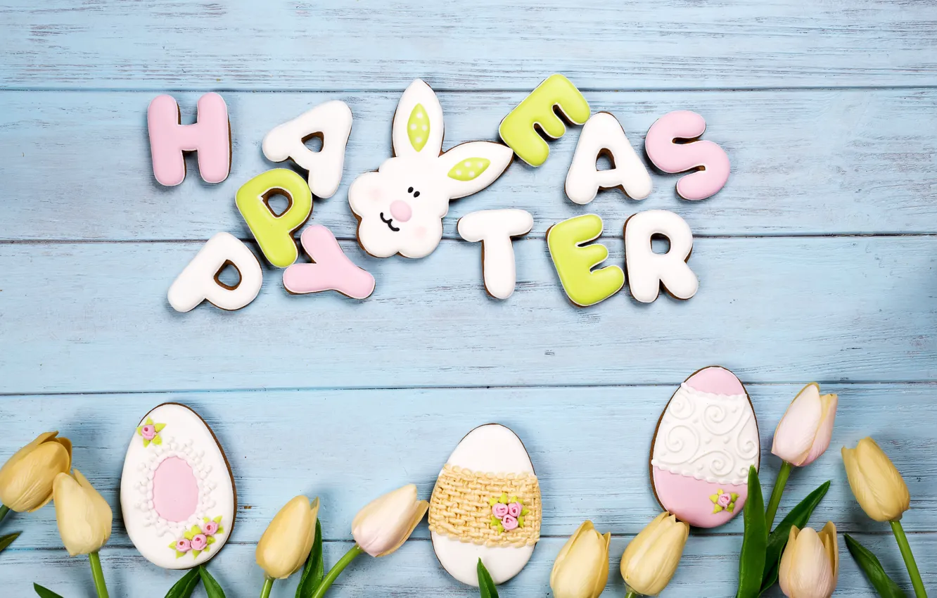 Photo wallpaper holiday, cookies, Easter, wood, glaze, Easter, composition, egg