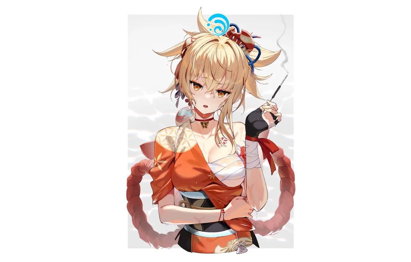 Photo wallpaper girl, hot, sexy, smoking, anime, pretty, blonde, babe