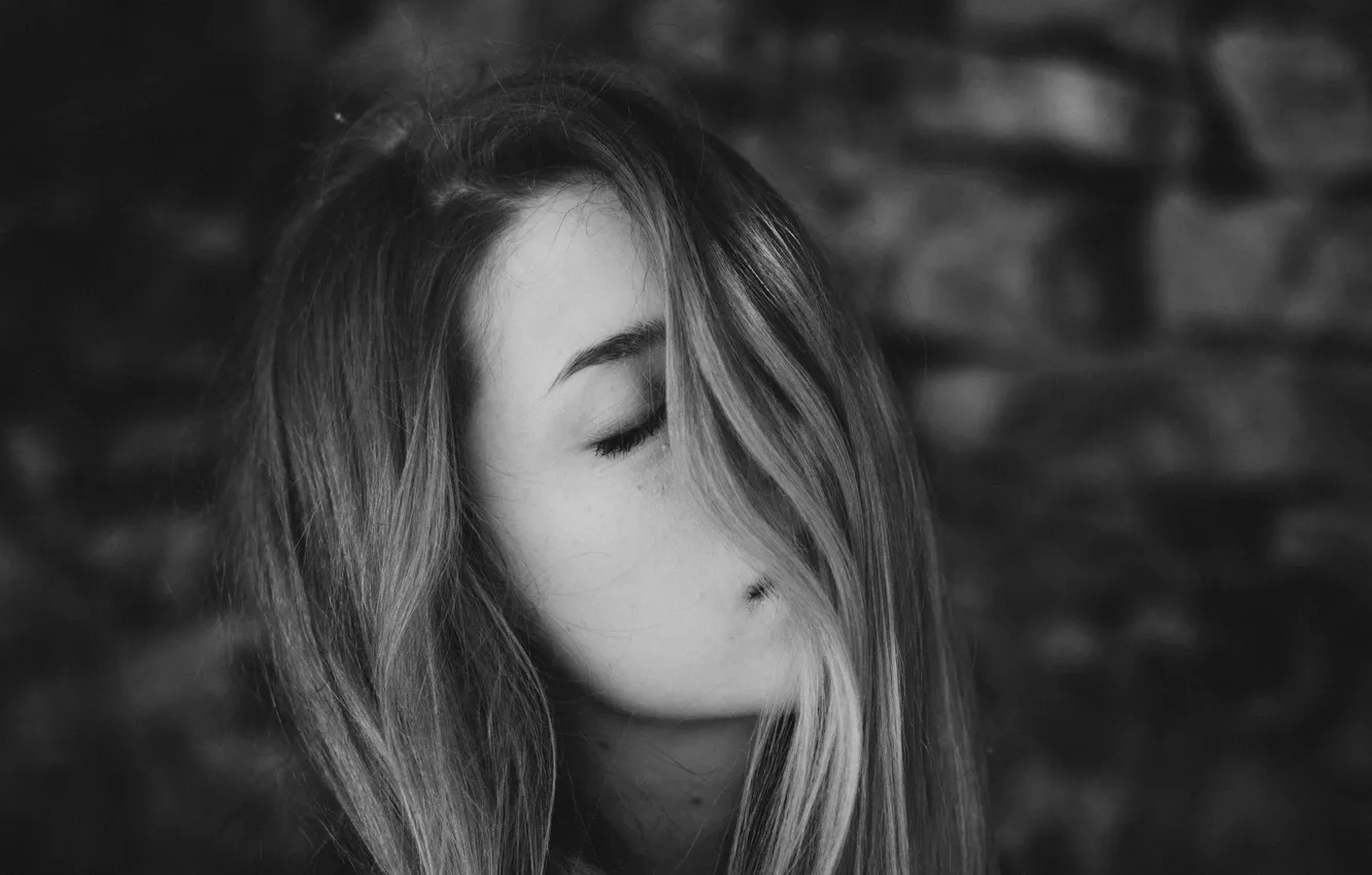 Photo wallpaper girl, hair, portrait