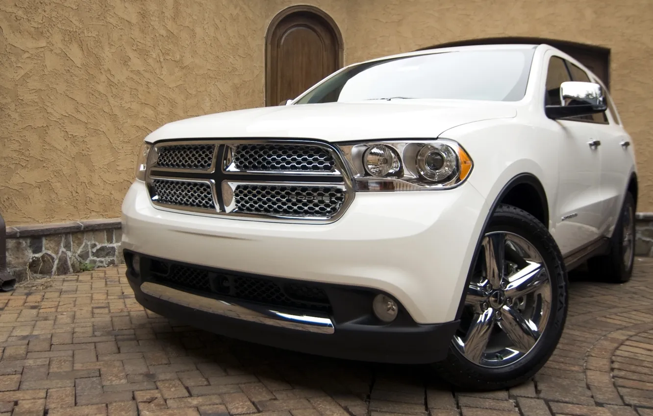 Photo wallpaper white, wall, jeep, drives, Dodge, dodge, the front, durango