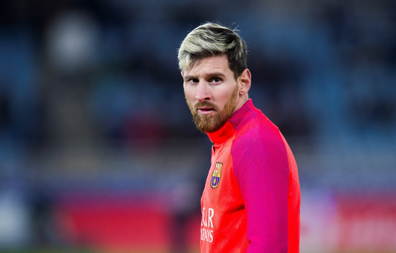 Photo wallpaper football, the game, player, Lionel Messi, Lionel Messi, champion, blurred background, striker