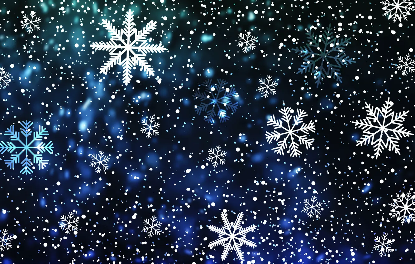 Photo wallpaper Winter, Minimalism, Snow, Christmas, Snowflakes, Background, New year