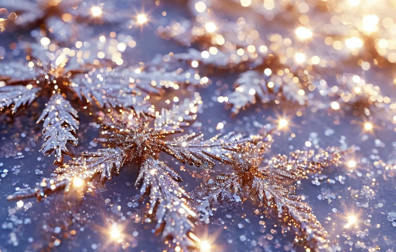 Photo wallpaper snowflakes, new year, sequins