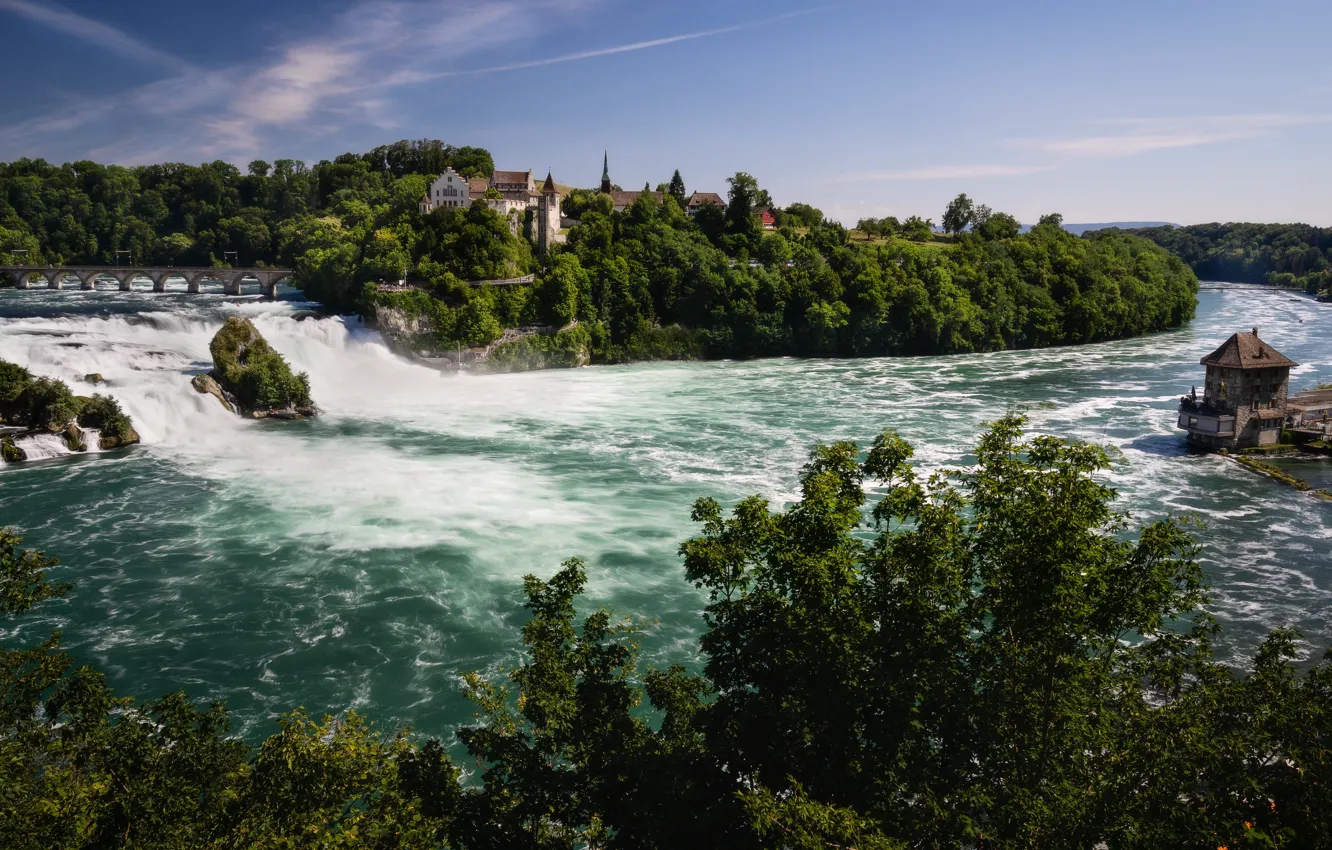 Photo wallpaper waterfall, Switzerland, Schaffhausen, Rhine
