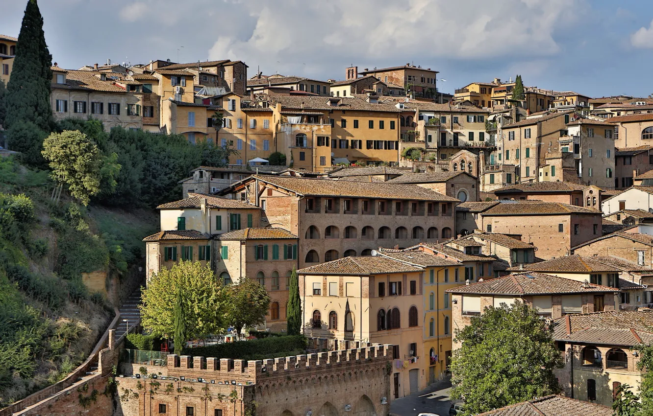 Photo wallpaper building, home, Italy, panorama, Tuscany, Siena