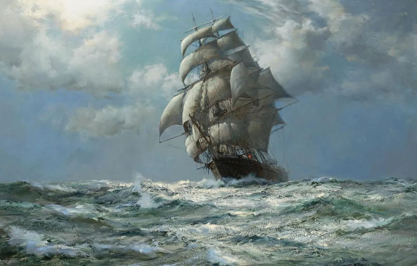 Photo wallpaper sea, sailboat, Montague Dawson