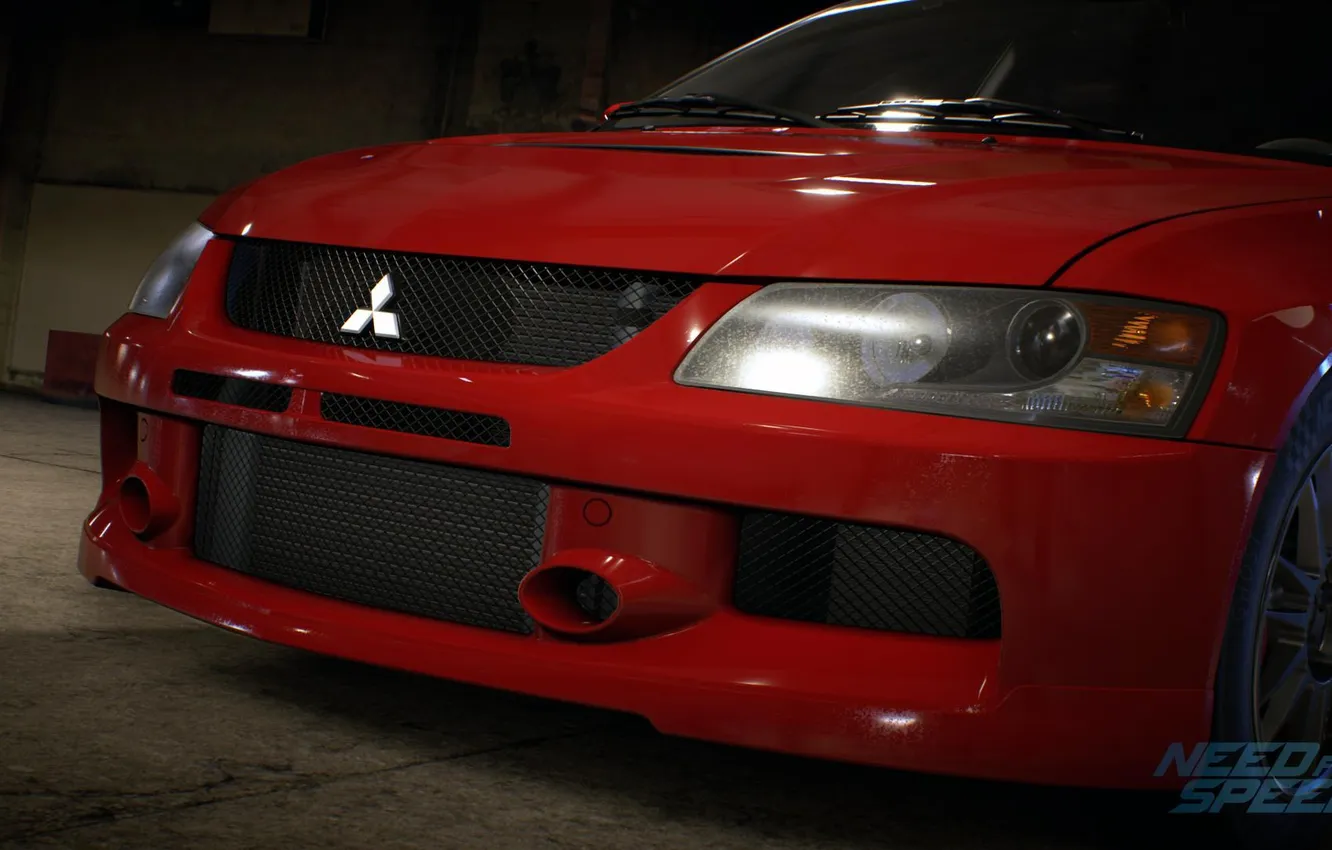 Photo wallpaper Mitsubishi, Lancer, red, Evolution, Electronic Arts, Need For Speed 2015