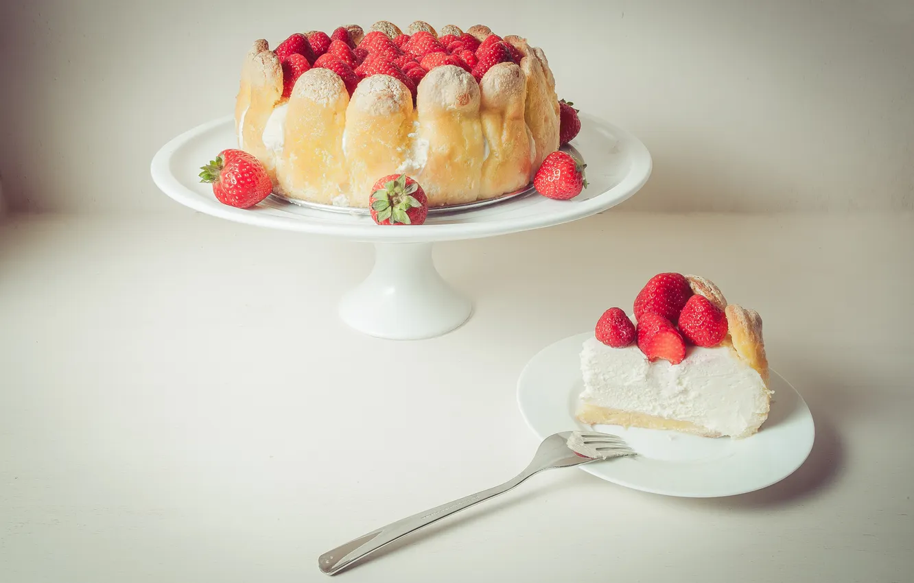 Photo wallpaper strawberry, cake, plug, filling, strawberry cake