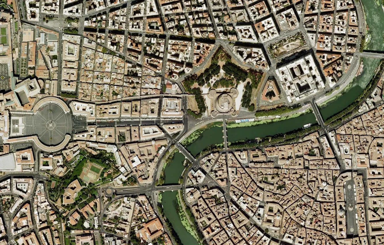 Photo wallpaper Rome, The Vatican, St. Peter's Cathedral, Vatican, Roma, satellite map, satellite map