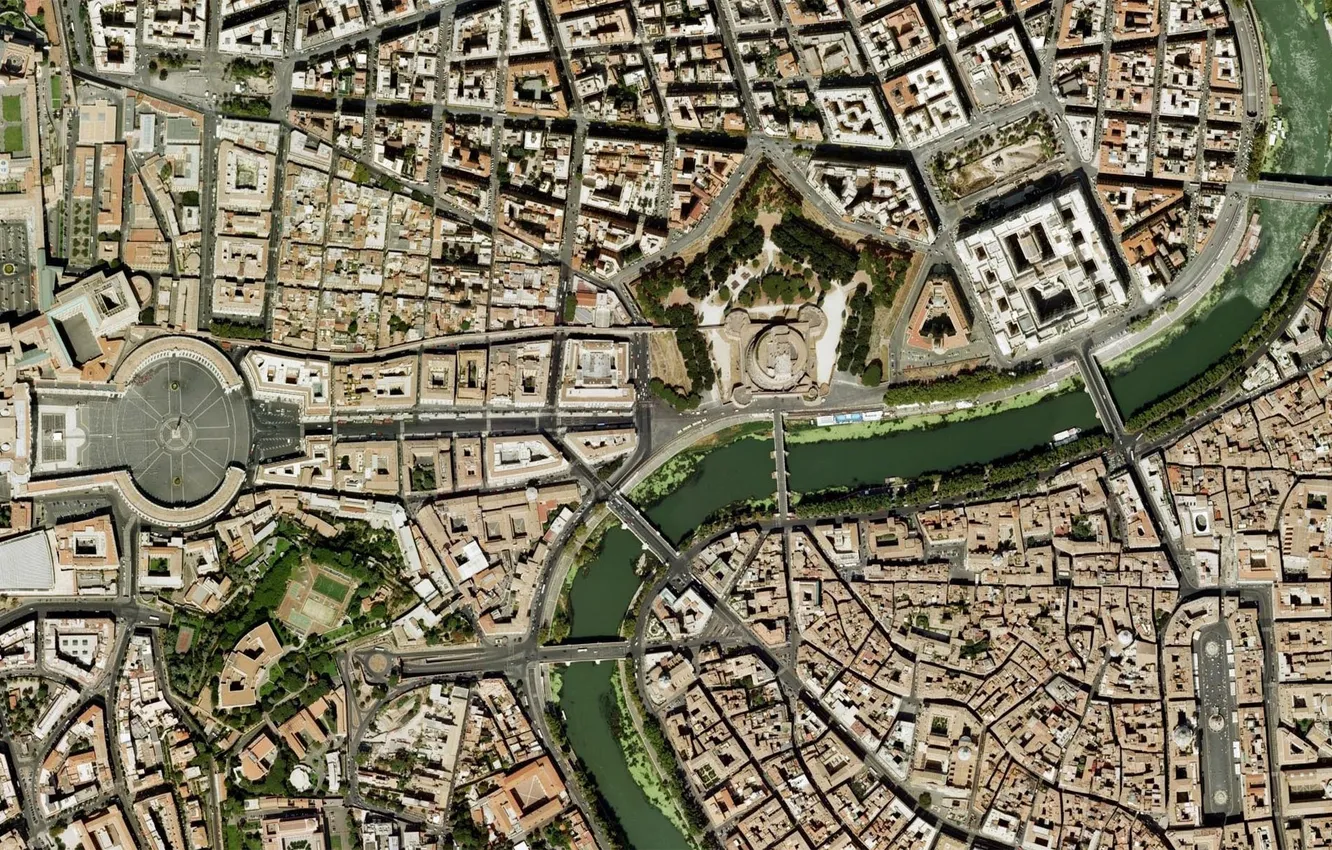 Photo wallpaper Rome, roma, The Vatican, Vatican, St. Peter's Cathedral, satellite map, satellite map
