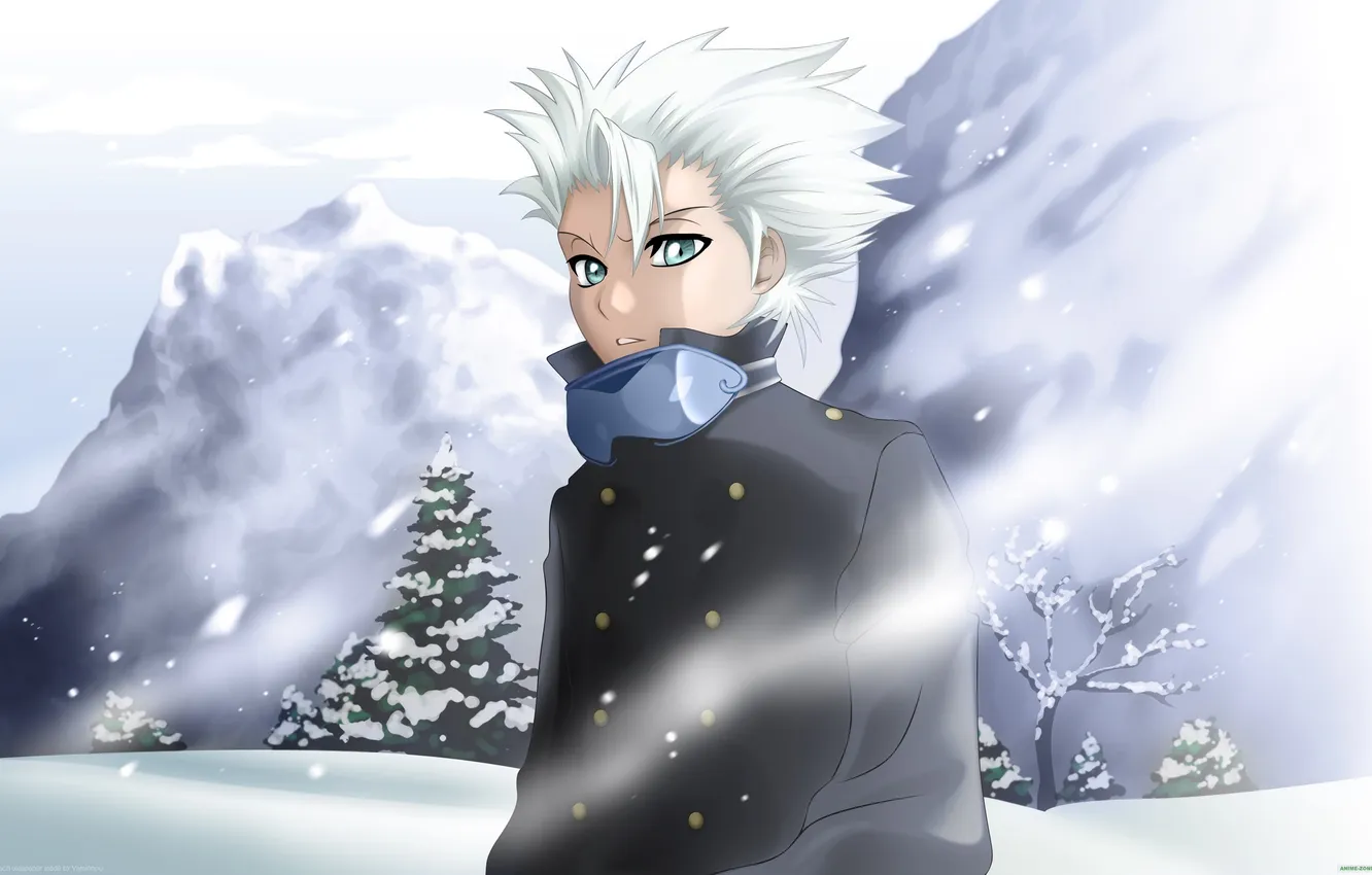 Photo wallpaper winter, tree, guy, Bleach