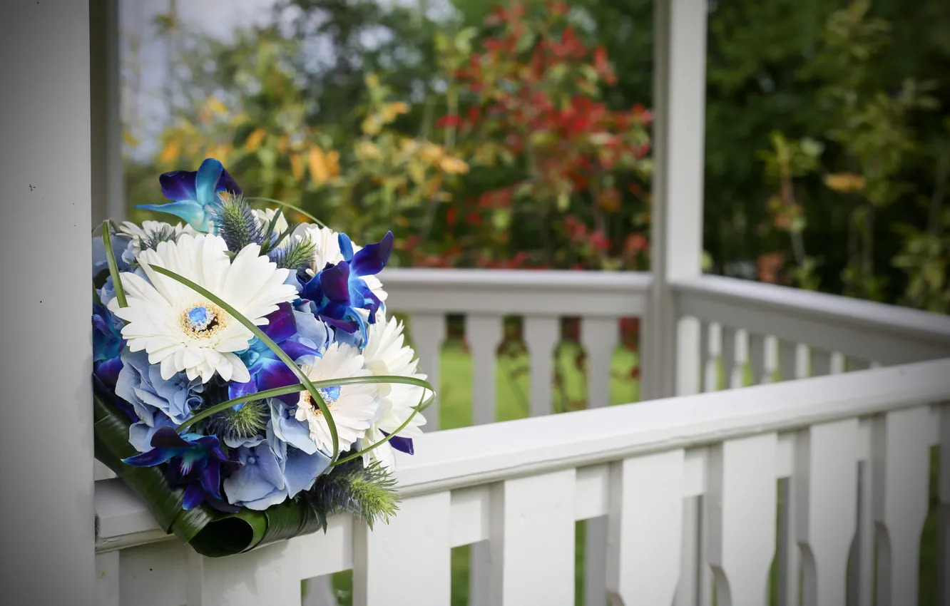 Photo wallpaper flowers, bouquet, gazebo