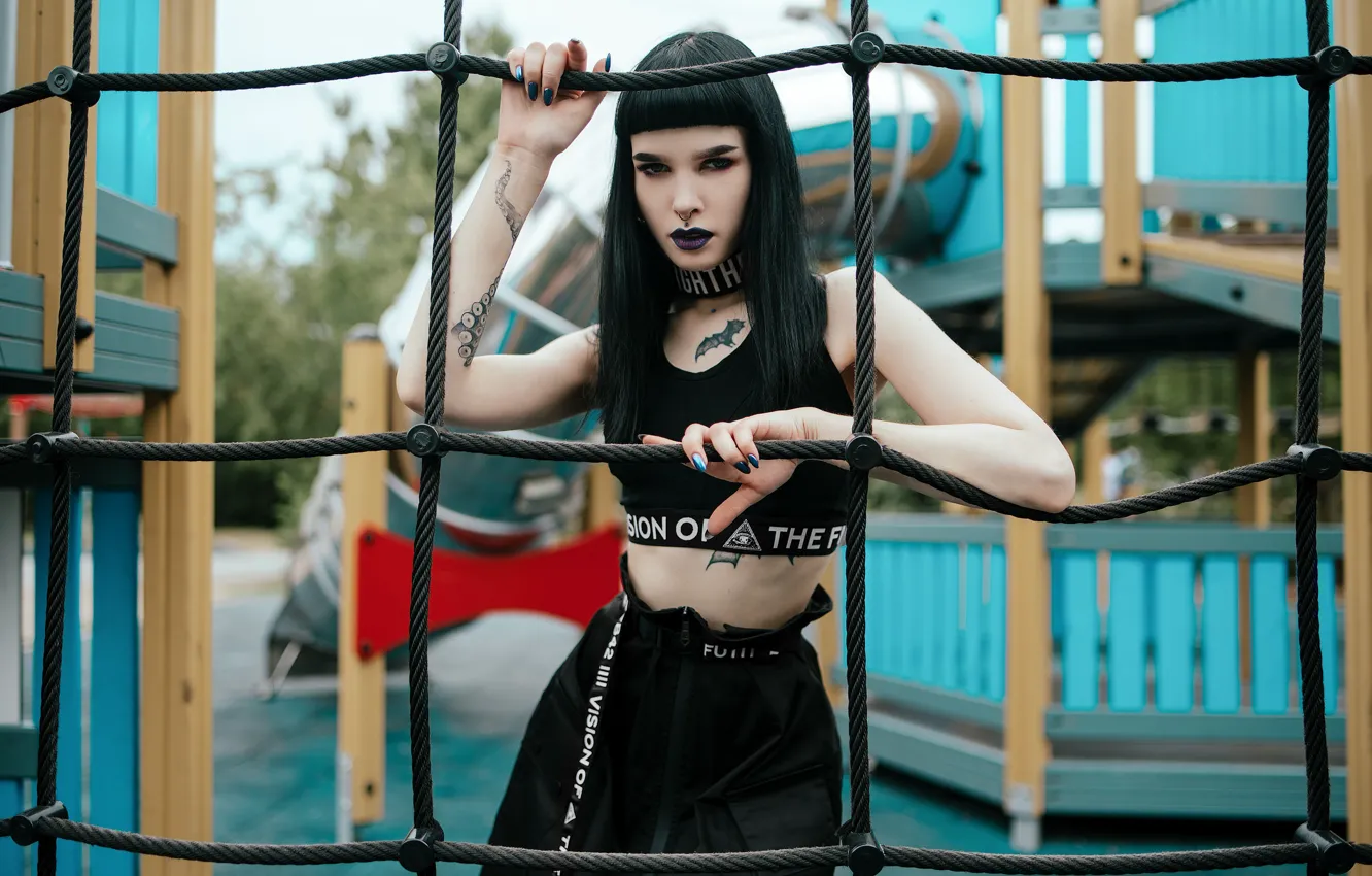 Photo wallpaper girl, style, makeup, piercing, tattoo, Alexander Orlov