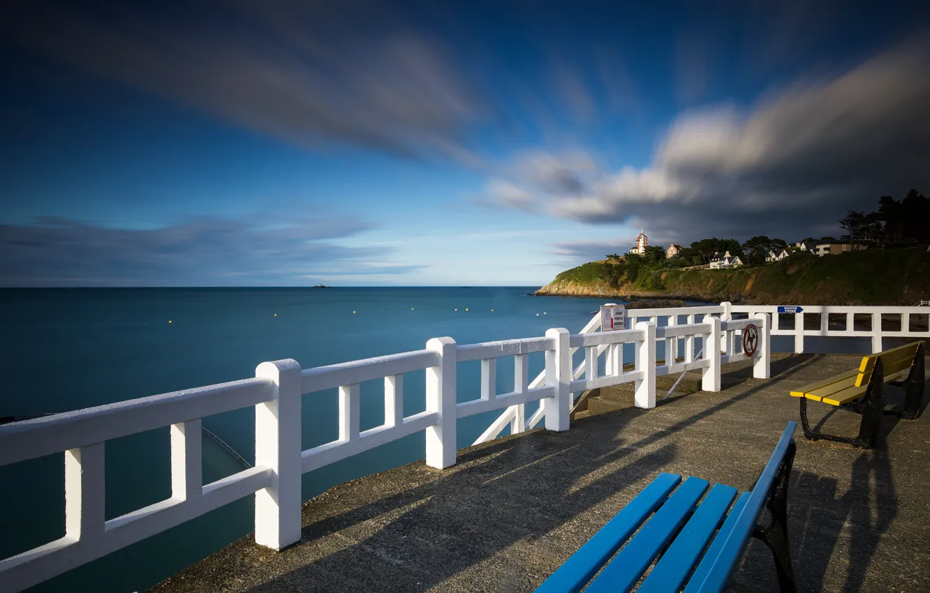 Photo wallpaper sea, the sky, France, promenade, France, Bretagne