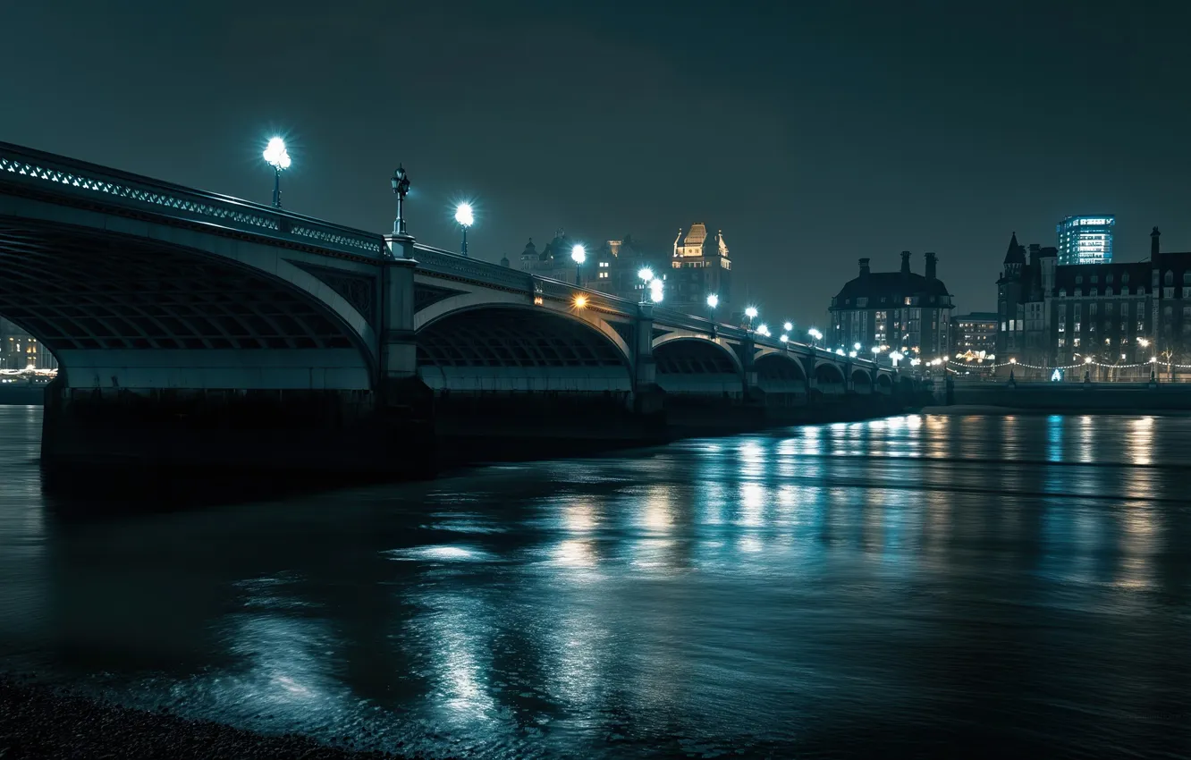 Photo wallpaper river, bridge, night, London, travel, tour