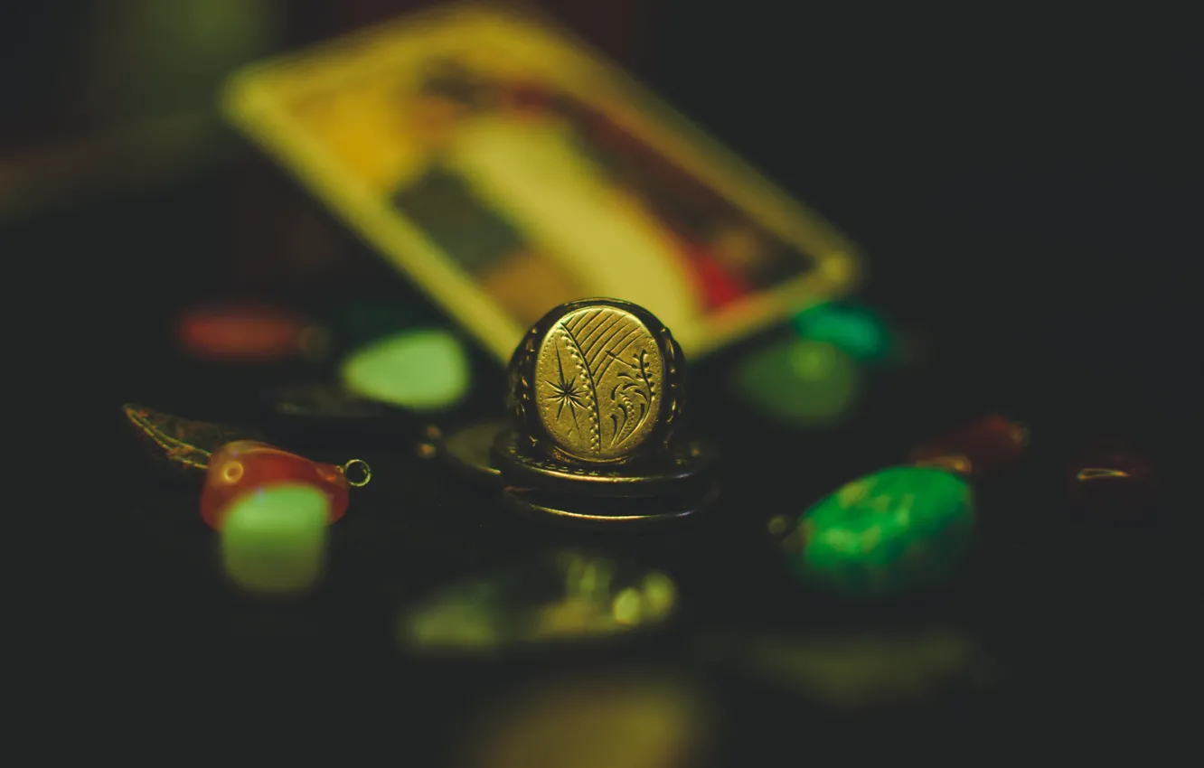 Photo wallpaper style, map, money, ring, coins, ring, gems, Tarot