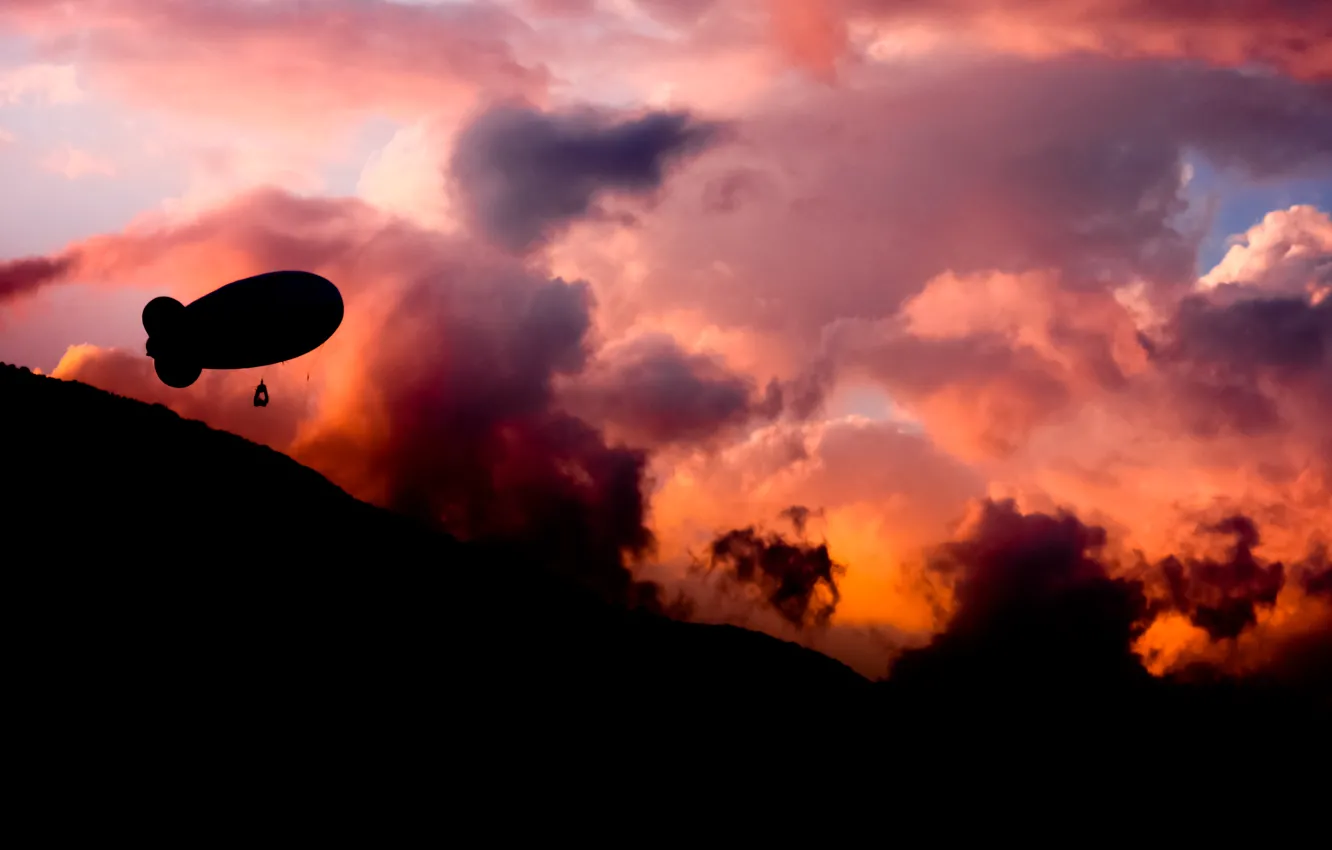 Photo wallpaper the sky, France, the airship, Shadow Airship