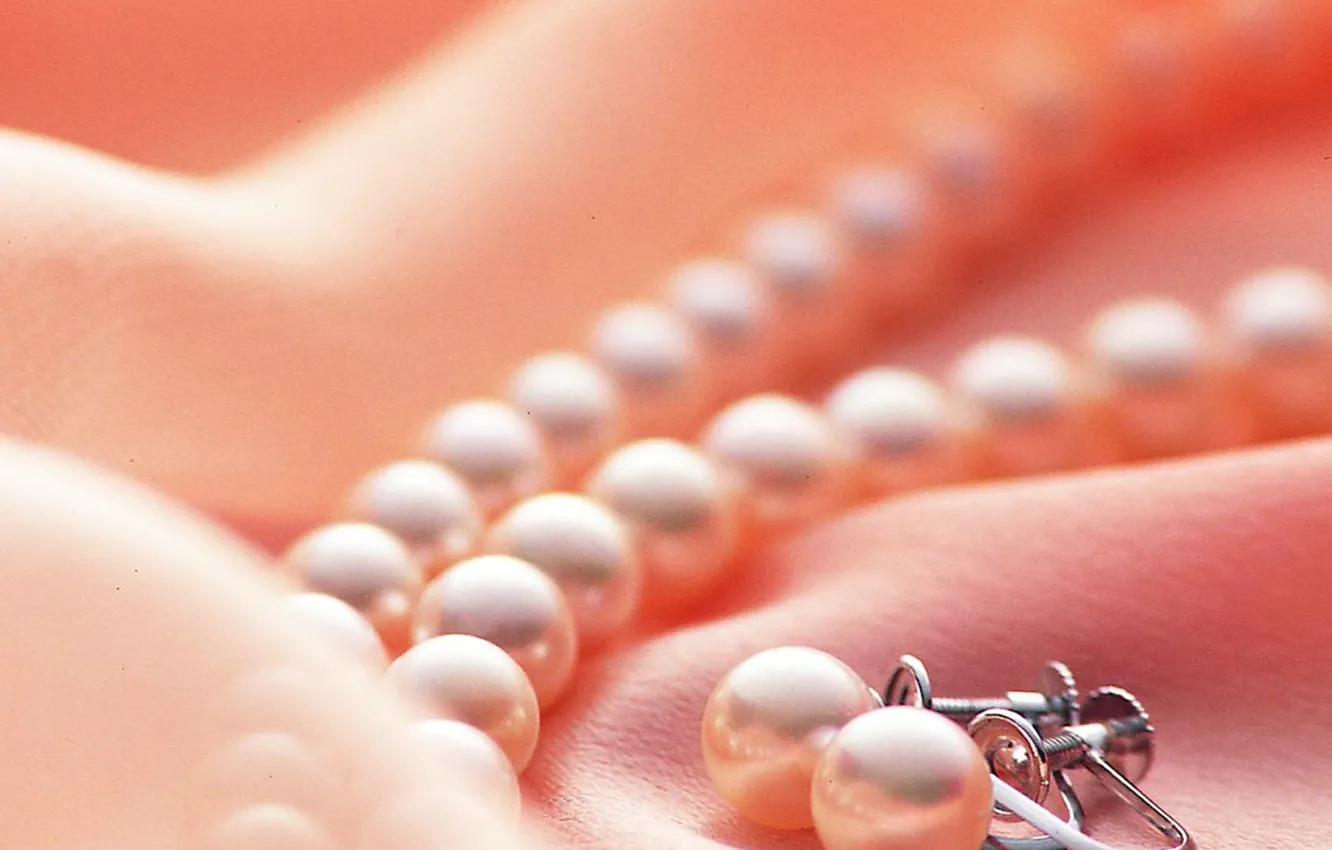 Photo wallpaper earrings, fabric, pearl, beads, pink, beads