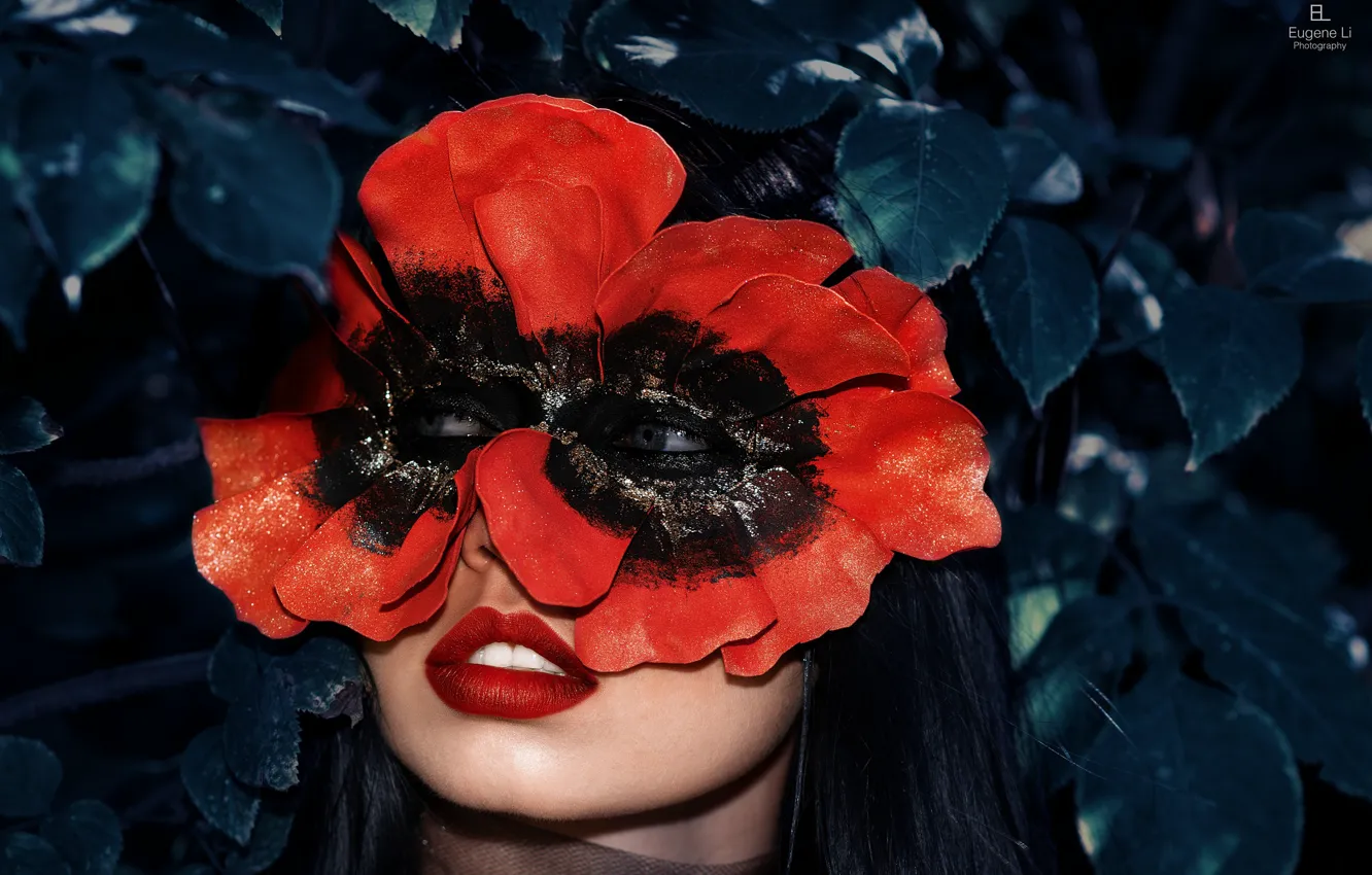 Photo wallpaper girl, background, mask