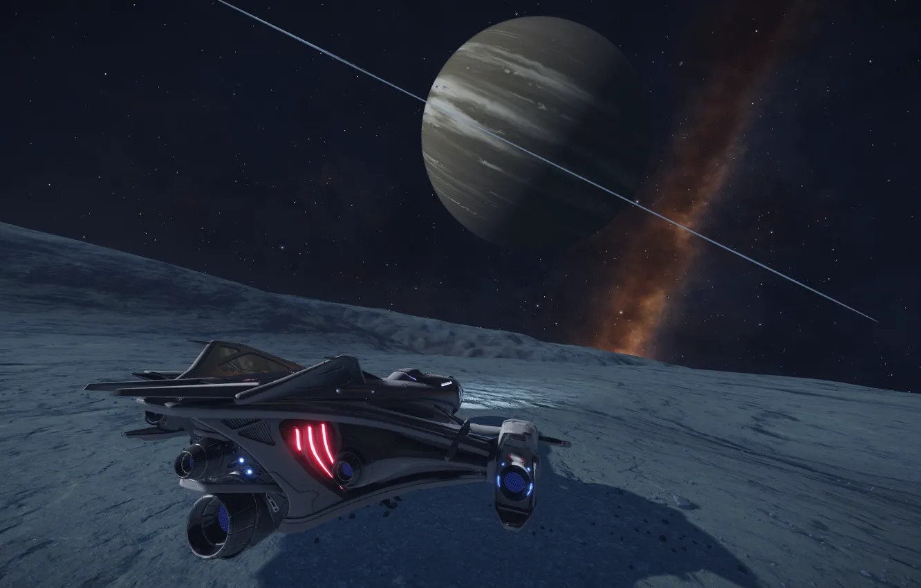 Photo wallpaper space, nebula, planet, spaceship, Elite: Dangerous