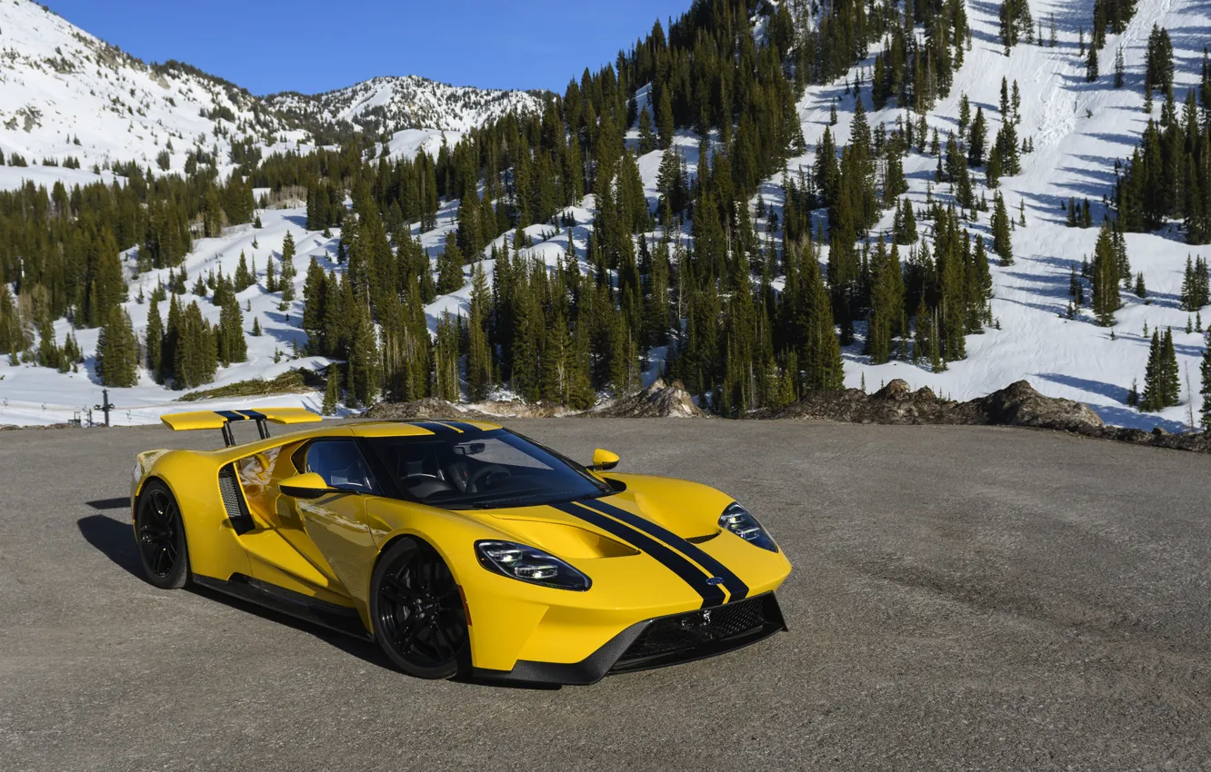 Photo wallpaper mountains, Ford, supercar, Ford GT, 2017