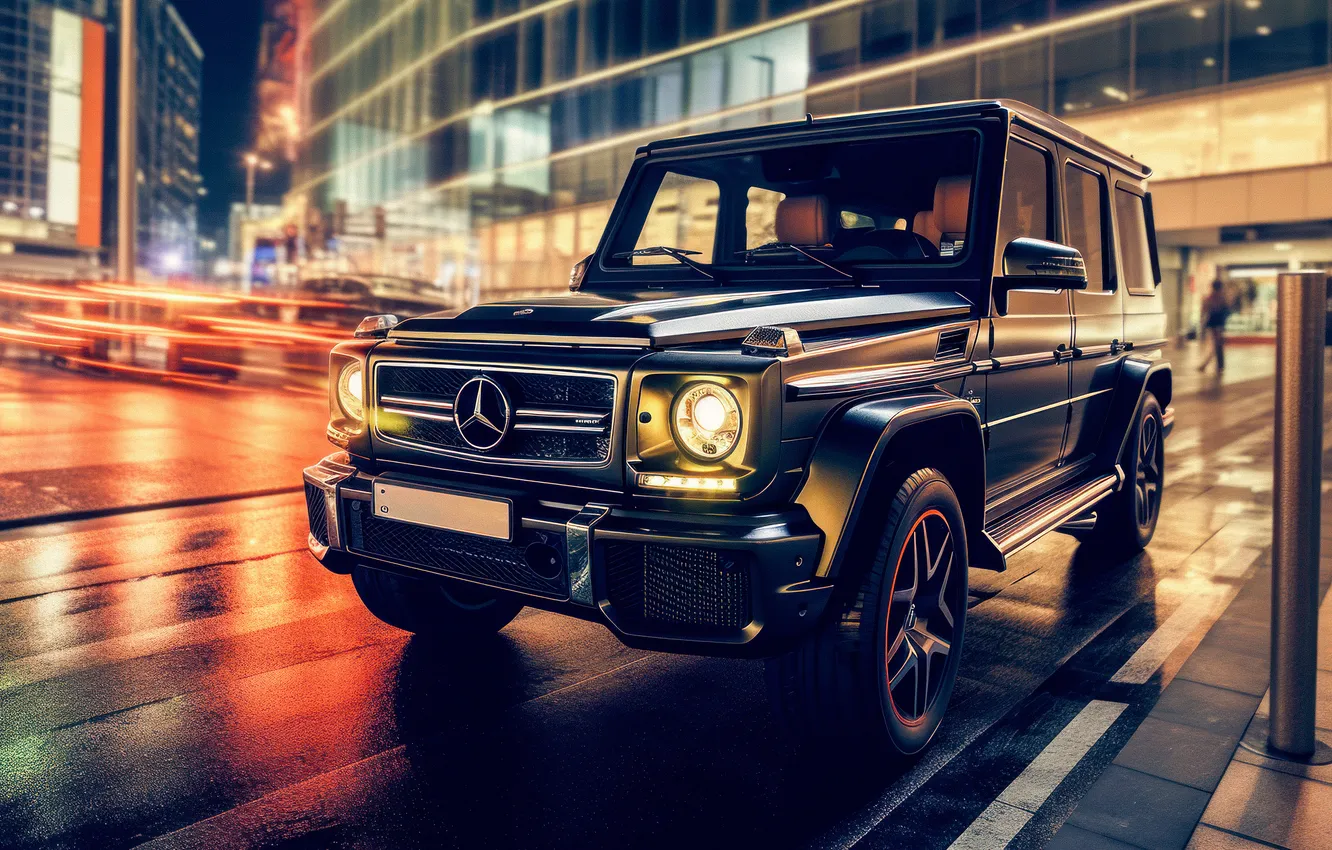 Photo wallpaper Mercedes-Benz, cars, AMG, urban, G 63, G Wagon, AI Art, City night
