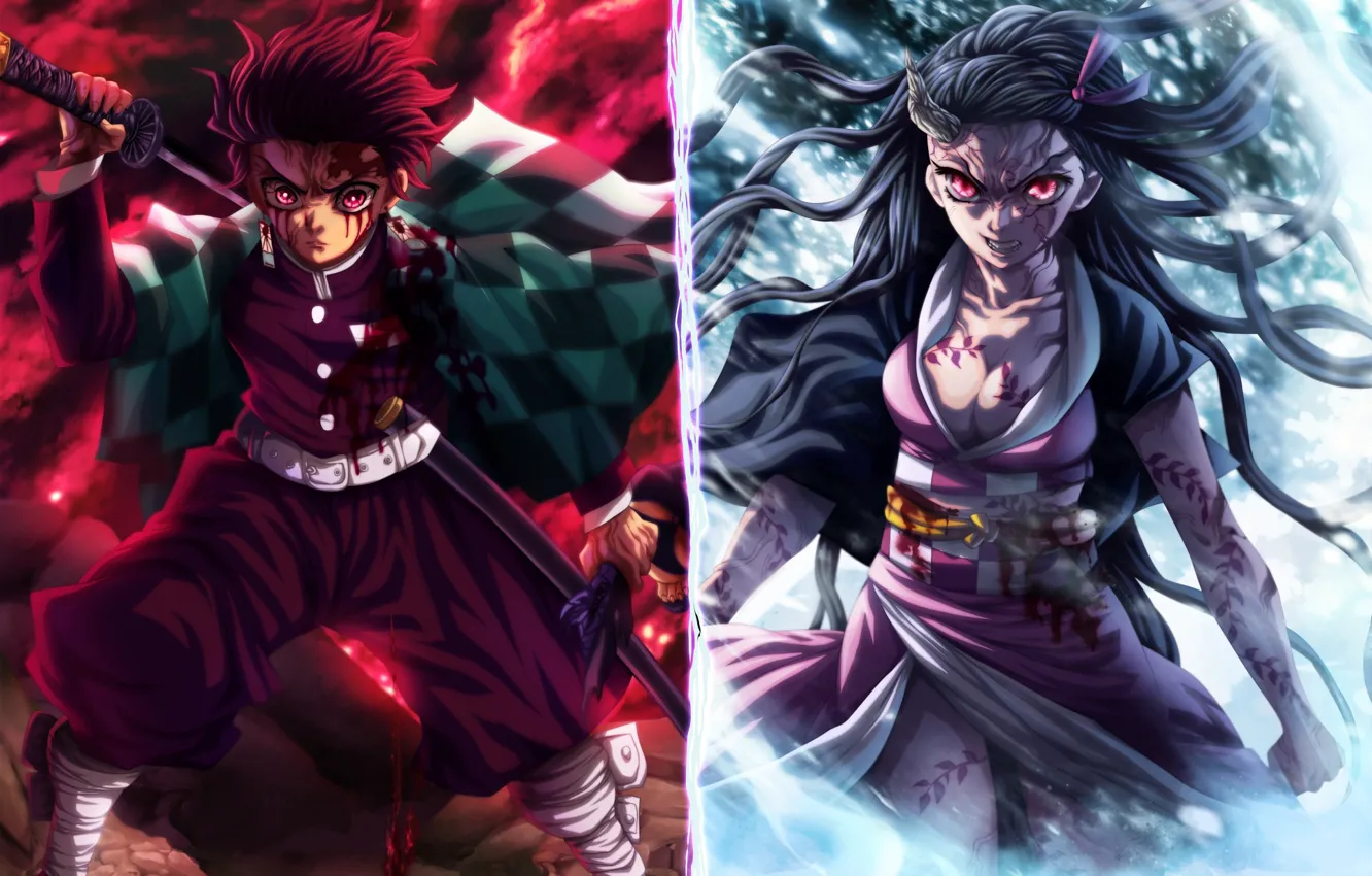 Photo wallpaper Nezuko Kamado, Demon Slayer Kimetsu no Yaiba, The Blade Cleaves Demons, Tanjirou Kamado