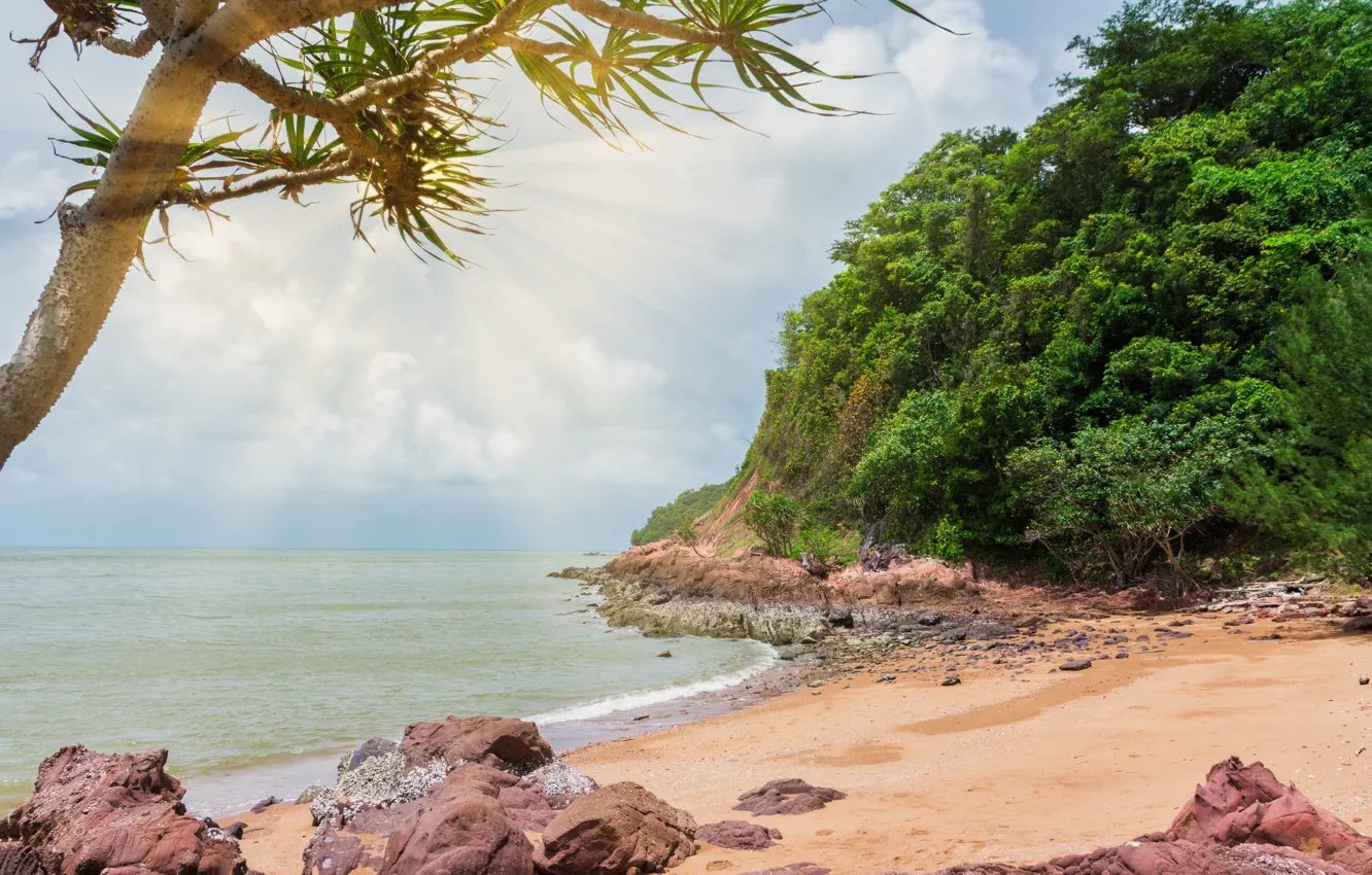 Photo wallpaper sand, sea, wave, beach, summer, stones, shore, summer