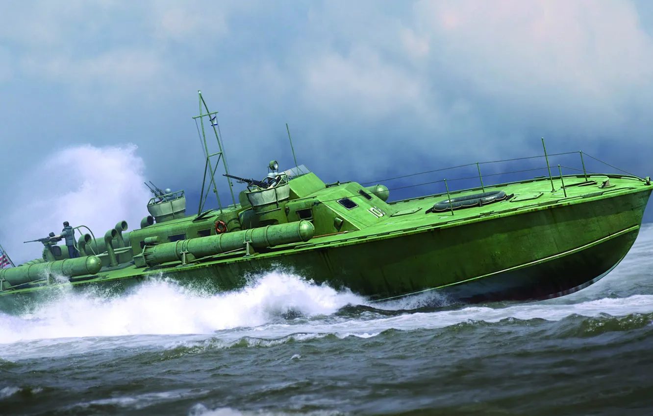 Photo wallpaper figure, PT boat, In.With. Navy, Patrol Torpedo boat, elco 80