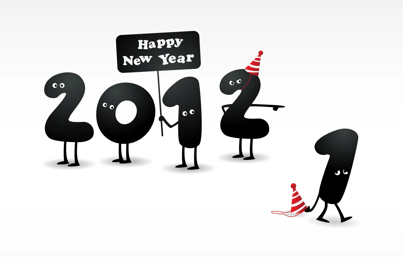 Photo wallpaper eyes, new year, figures, legs, 2012, the number, cap, happy new year
