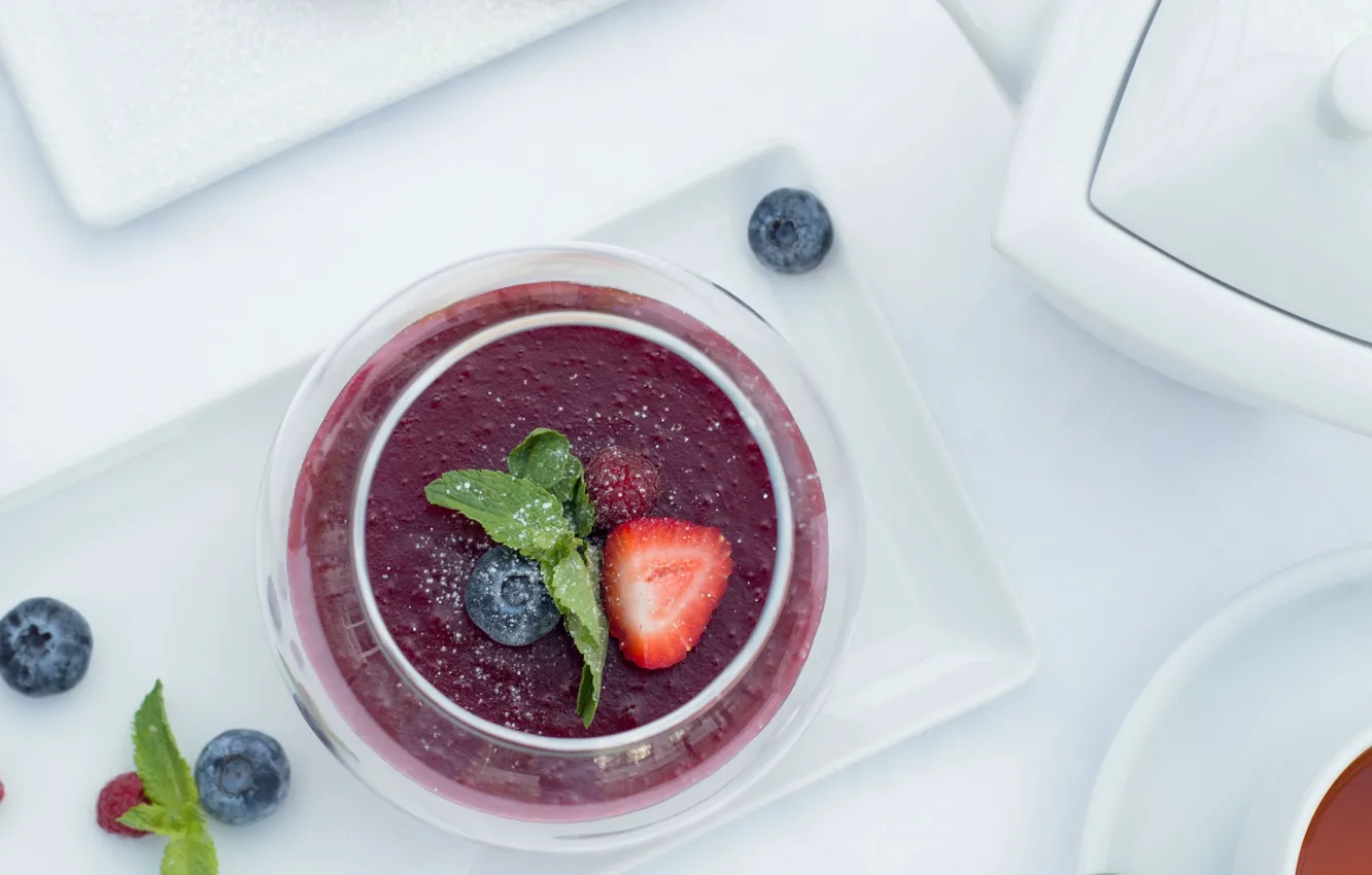 Photo wallpaper orange, kettle, dessert, blueberries, Andrey Egorov