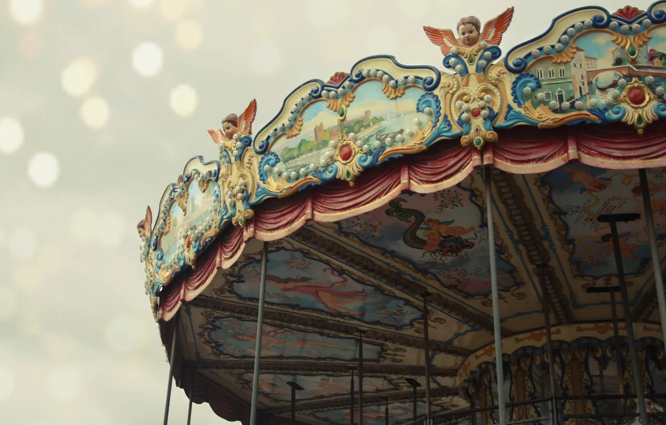 Photo wallpaper wings, angel, carousel, entertainment