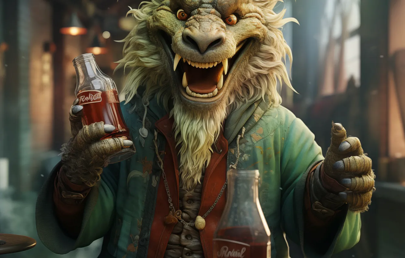 Photo wallpaper dragon, bottle, the year of the dragon, neural network