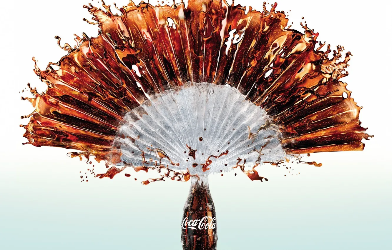 Photo wallpaper squirt, bottle, drink, coca-cola, Coca-Cola, brand