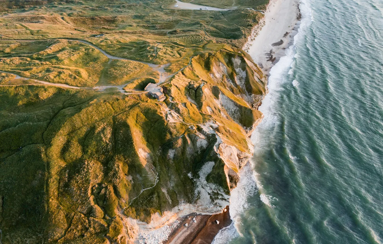 Photo wallpaper sea, mountains, rocks, the