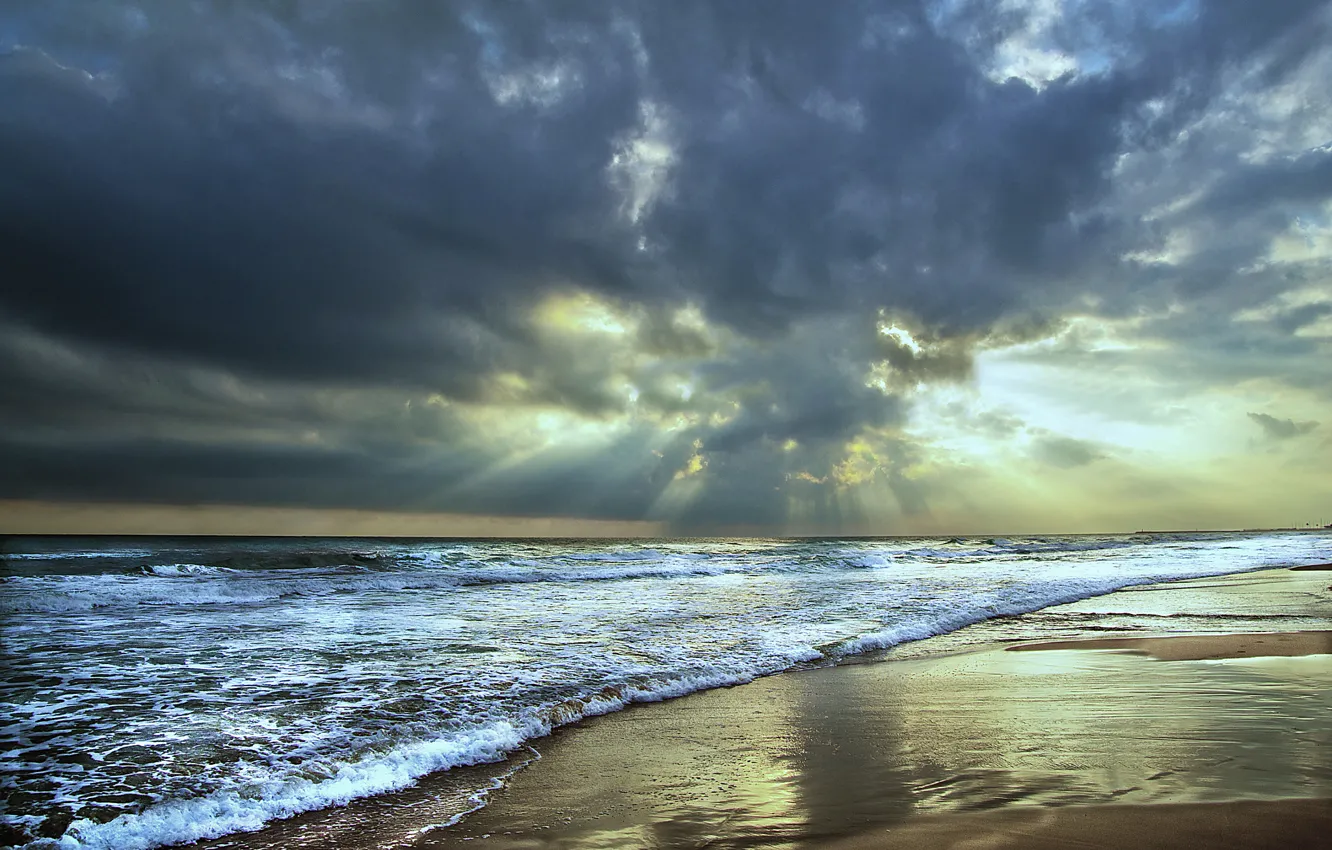 Photo wallpaper sand, sea, wave, beach, morning