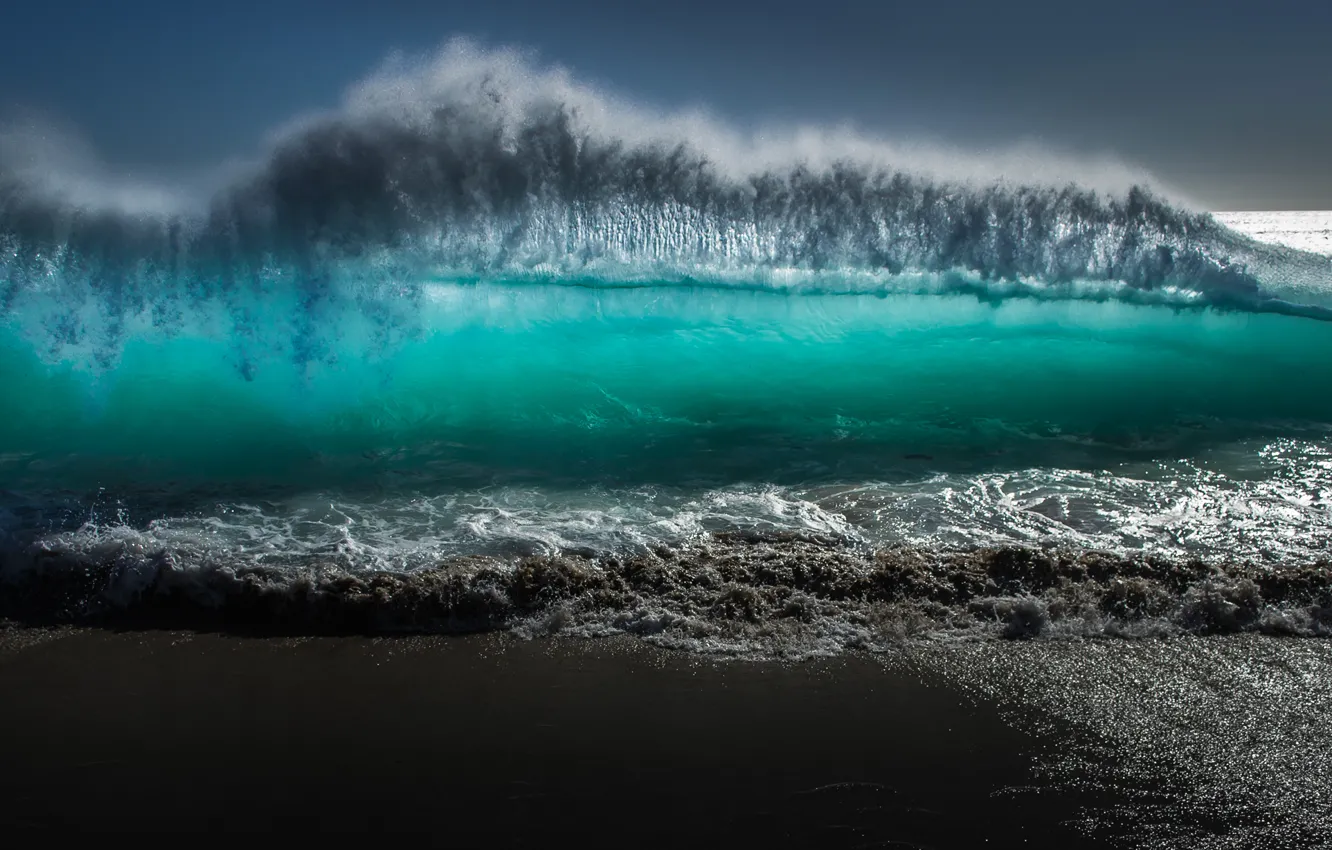 Photo wallpaper sea, wave, the sky, squirt, the evening, comb