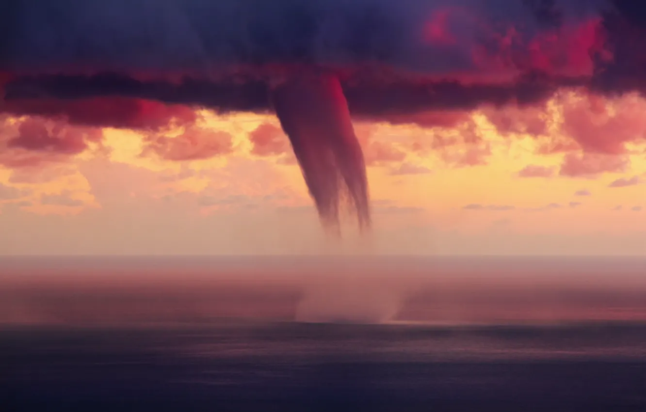 Photo wallpaper sea, the sky, clouds, clouds, storm, cyclone