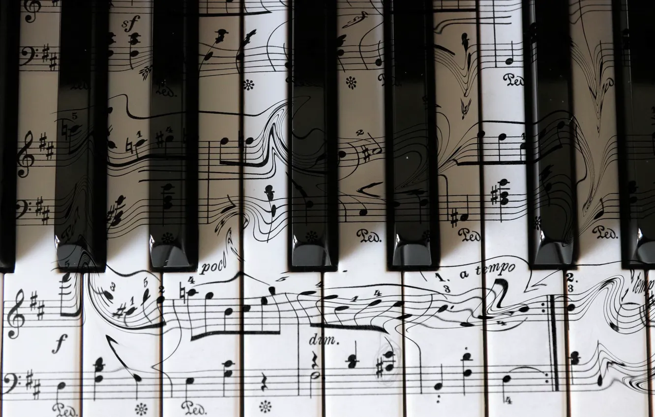 Photo wallpaper keys, piano, music