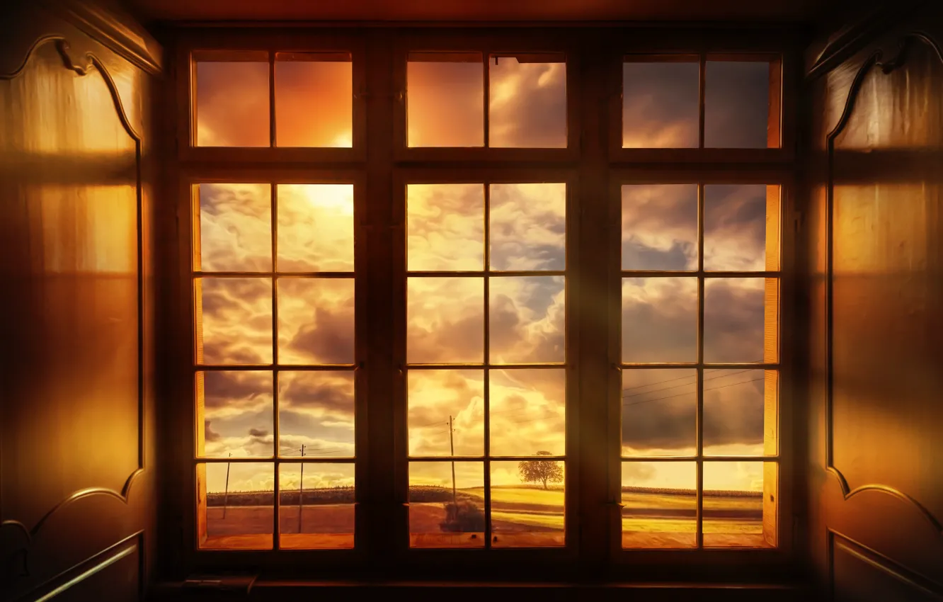 Photo wallpaper view, treatment, window, The world outside