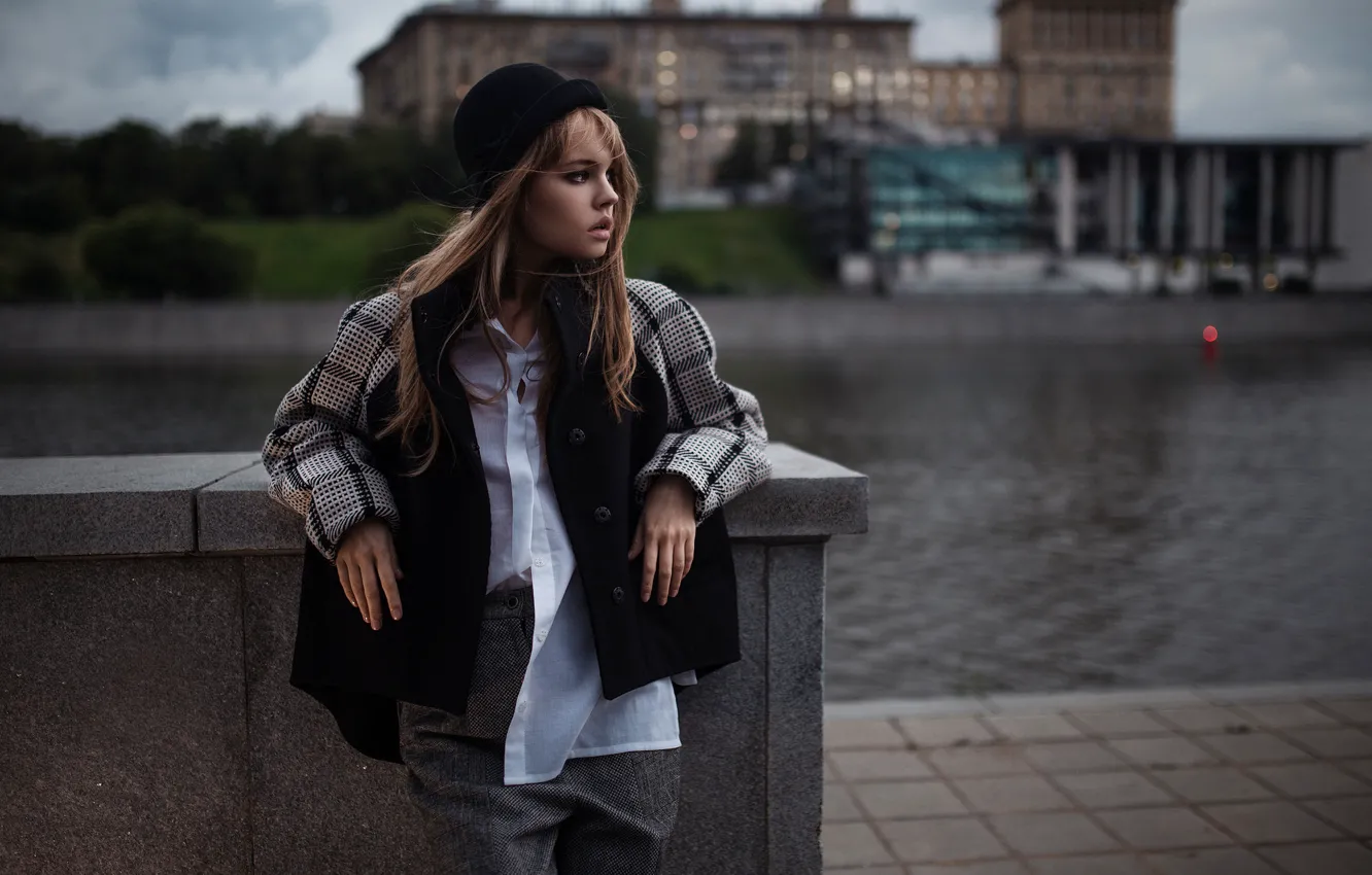 Photo wallpaper girl, the city, hat, Nastya, Anastasia Shcheglova, Ivan Gorokhov