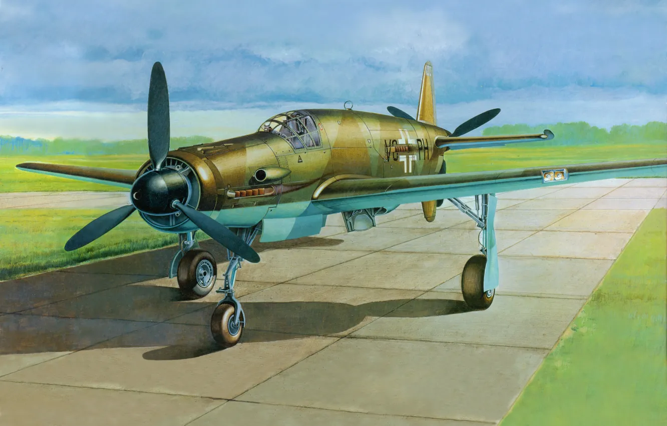 Photo wallpaper aircraft, war, airplane, aviation, Dornier, drawing, ww2, dogfight