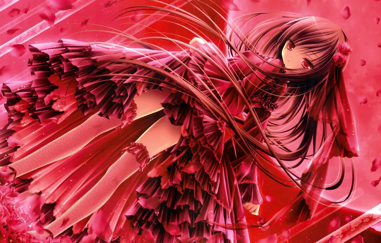 Photo wallpaper roses, dress, art, girl, tinkle, Tinkerbell, Loli