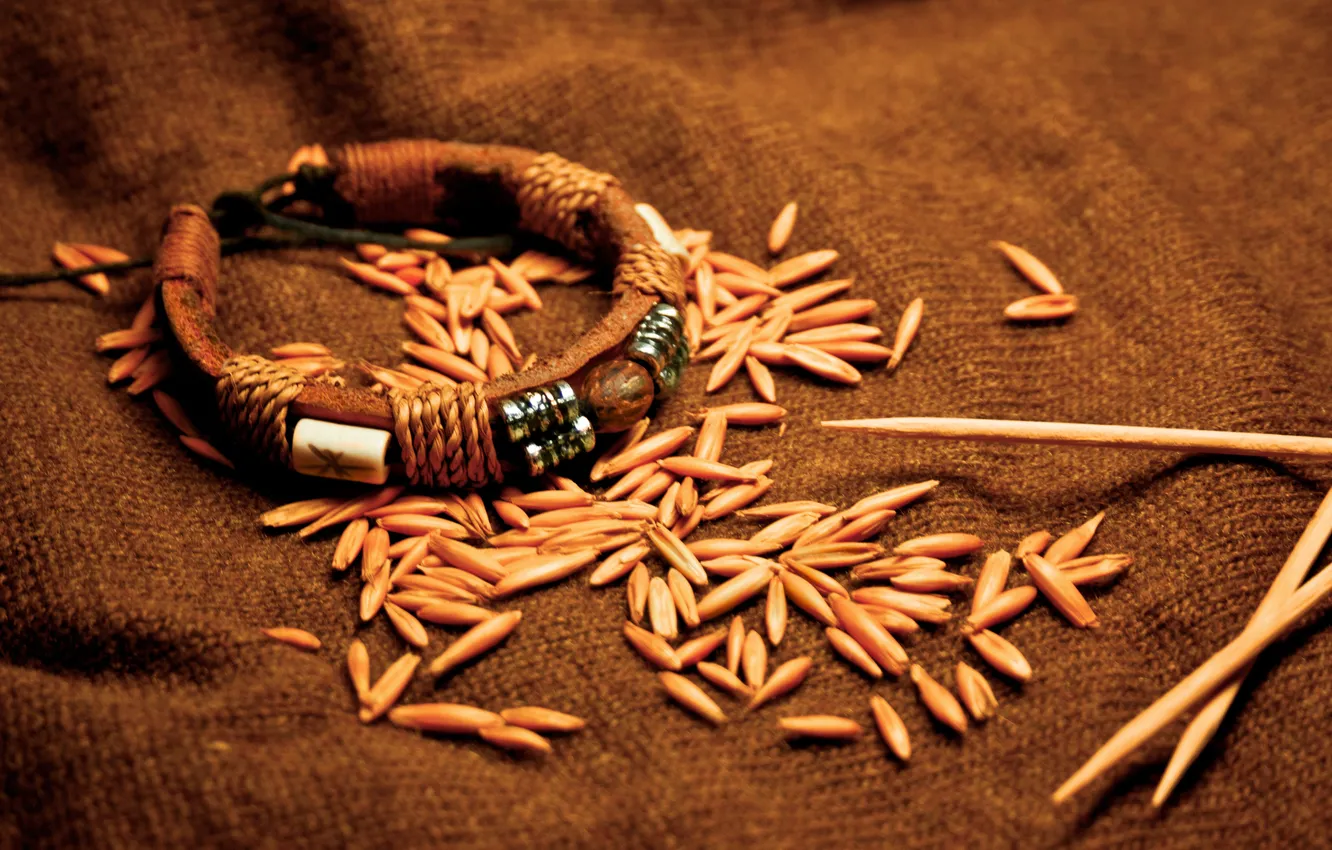 Photo wallpaper sticks, leather, bracelet